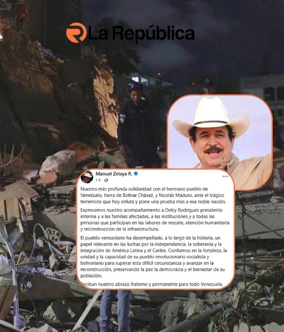 El expresidente Manuel Zelaya Rosales, muestra su profunda solidaridad con el país hermano de Venezuela, ante el tráfico terremoto que enlut - Cover Image